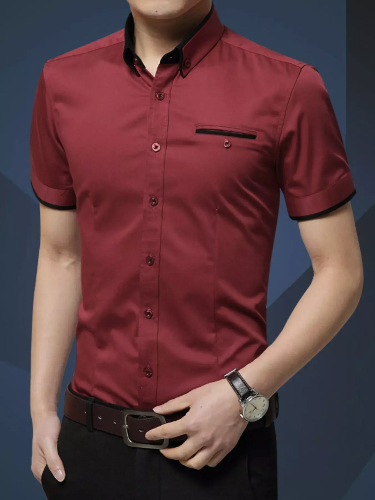 Men's Plus Size Short-Sleeve Button-Up Shirt — photo 7