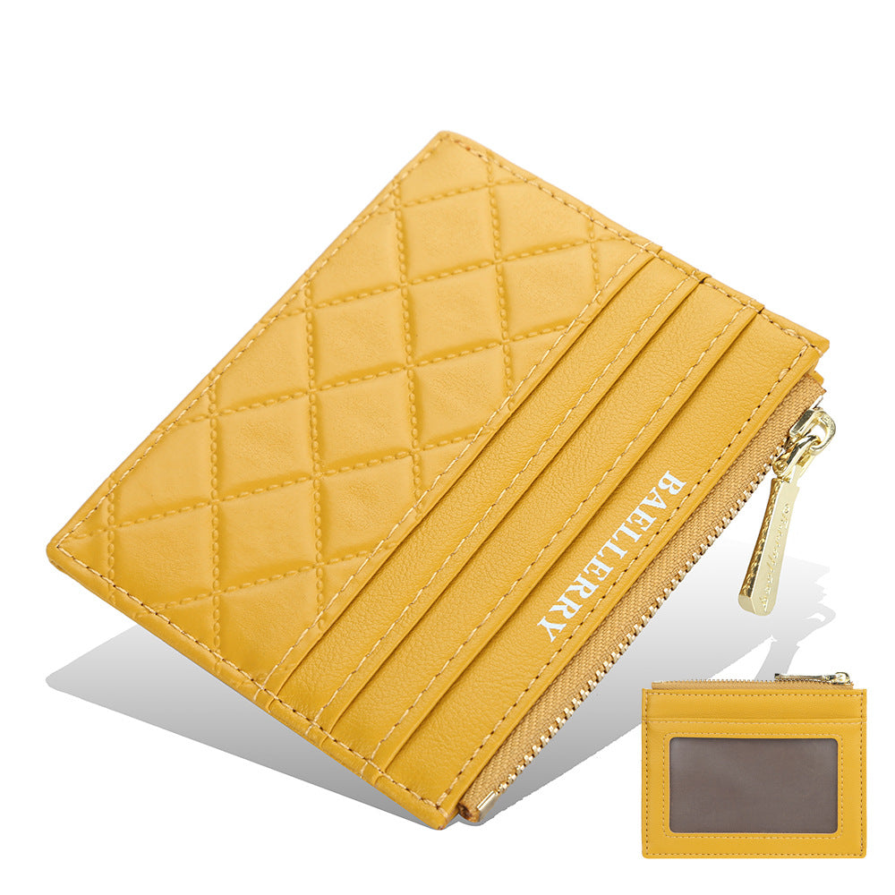 Slim Zippered ID Card Holder - PU Leather Driver's License Wallet with RFID Protection