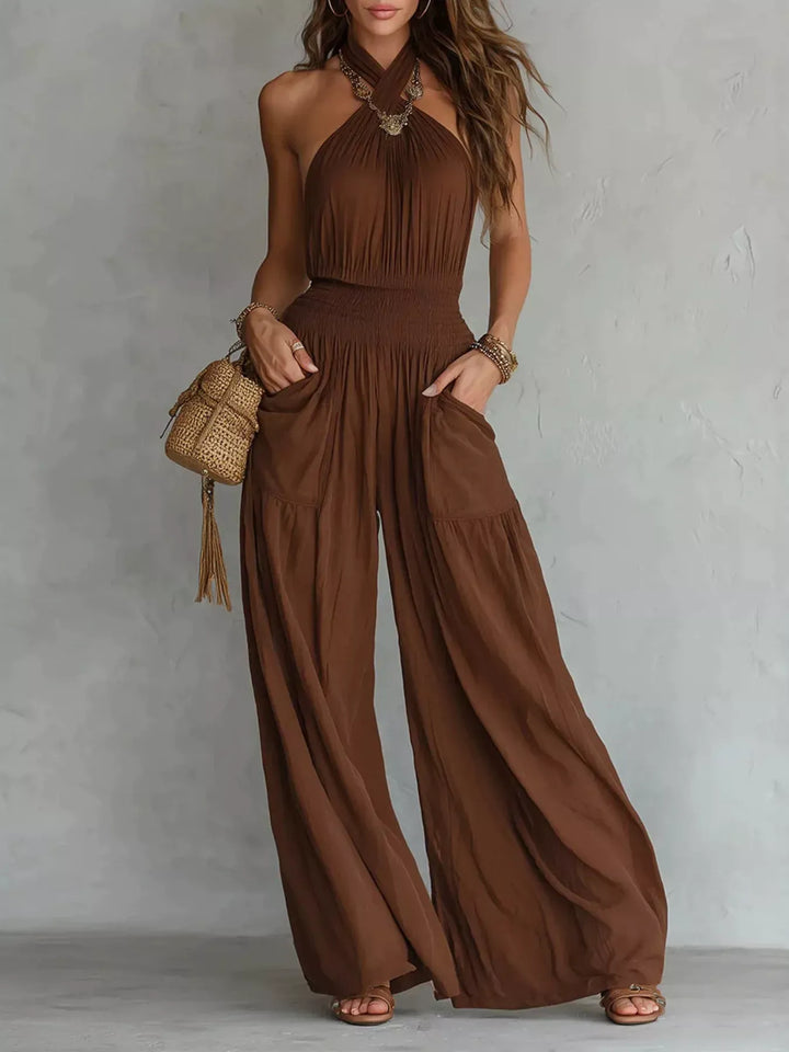 Women's Halter-Neck Wide-Leg Jumpsuit