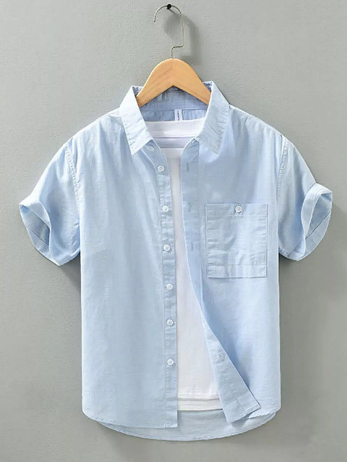 Men's Casual Short-Sleeve Button-Down Shirt with Chest Pocket – Regular & Plus Sizes — photo 7