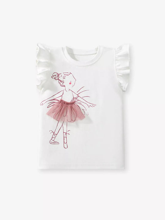 Another view: Little Orbit Ballerina Ruffle Sleeve T-Shirt