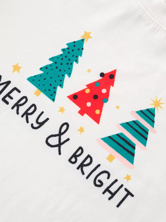 Another view: Kids’ Christmas Tree Pajama Set — White