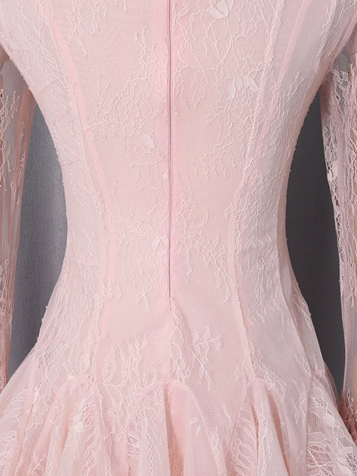 Pink Lace Flare-Sleeve Mini Dress