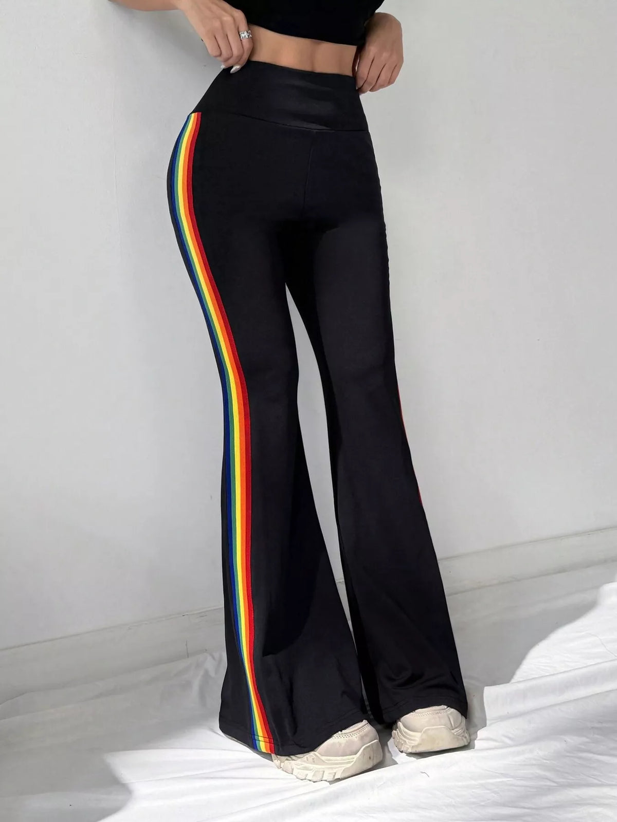 High-Waisted Side-Stripe Flare Active Pants