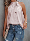 Spotted-print tie-neck halter cami top