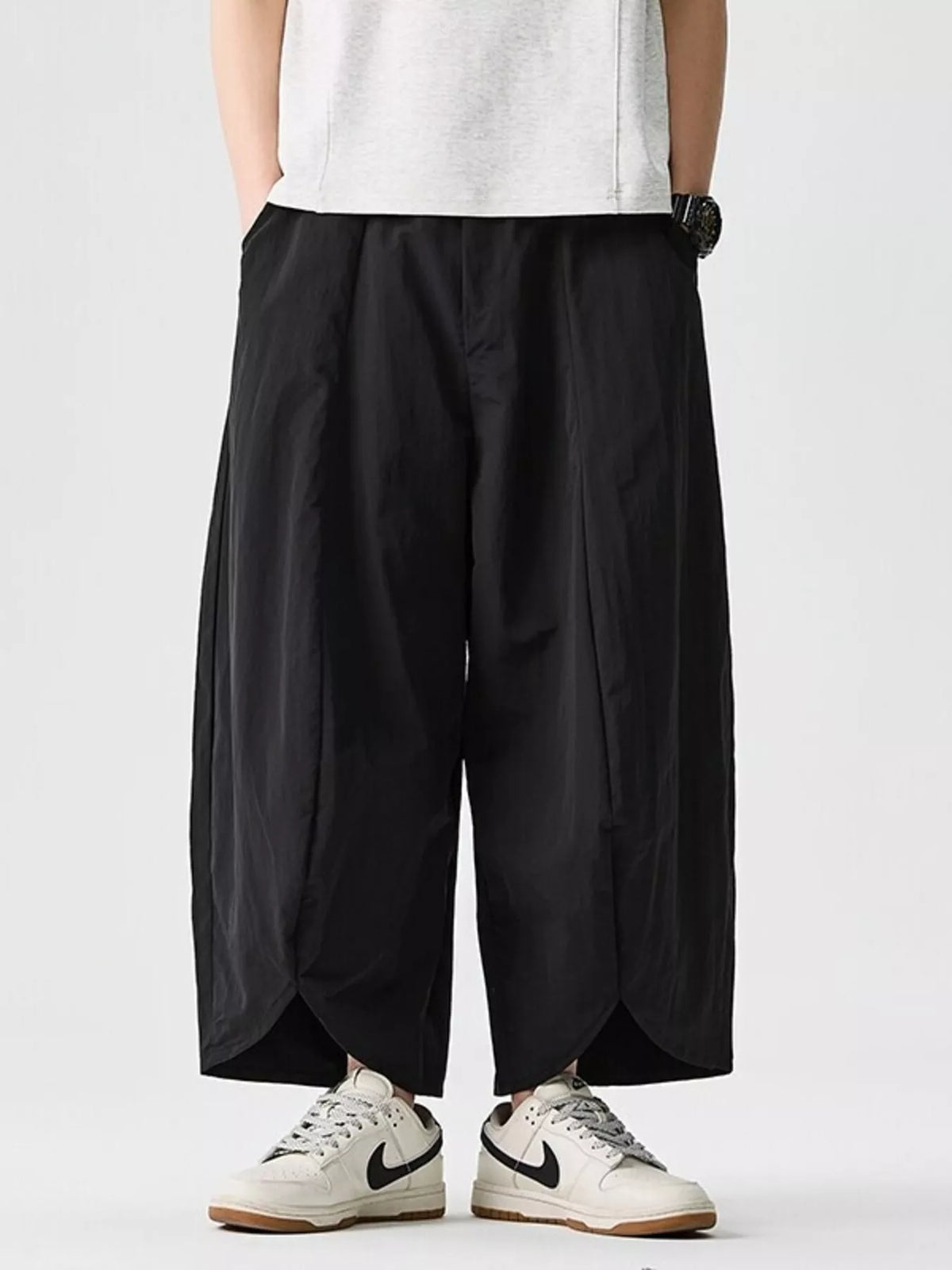 Men's Plus Size Cropped Wide-Leg Harem Pants