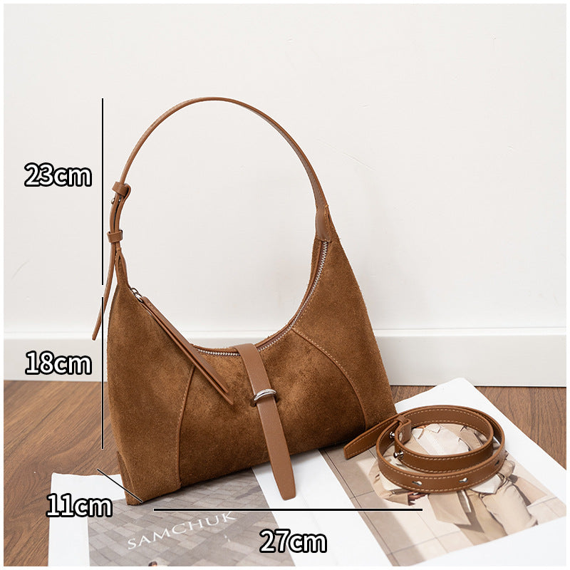 Elegant Genuine Leather Shoulder Bag - Korean Style Crossbody Dumpling Bag for Women