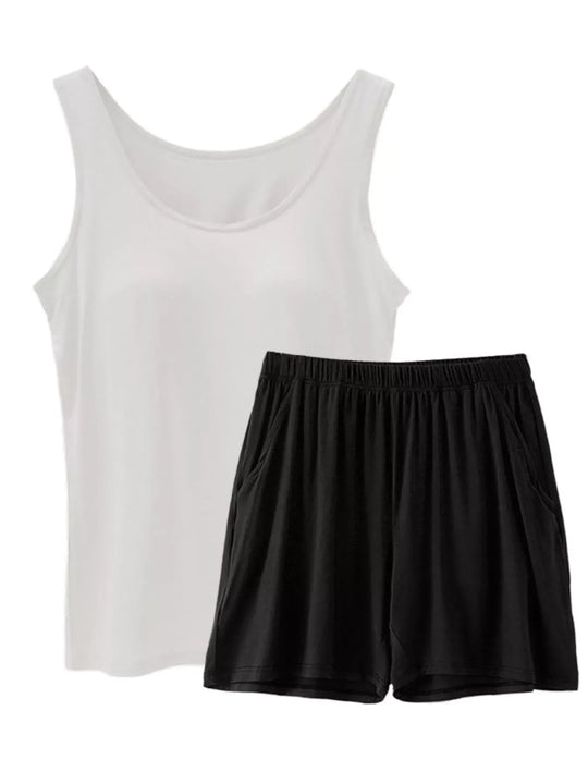 Another view: Plus Size Modal Padded Sleeveless Tank Top & Shorts Set