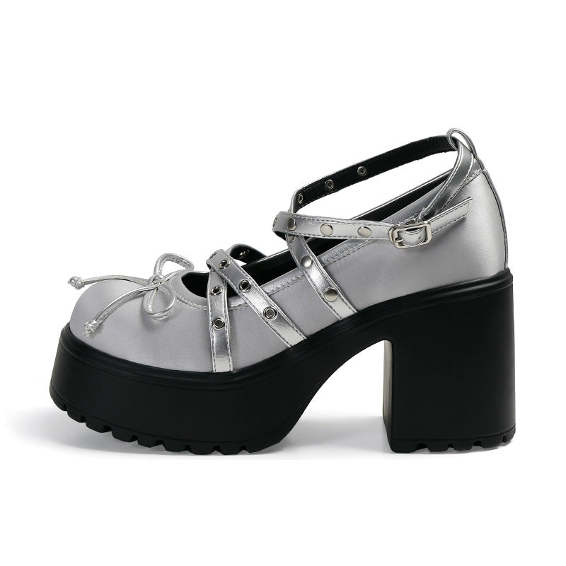 Women's Chunky Heel Mary Jane Shoes | Round Toe Buckle Strap Platform Heels