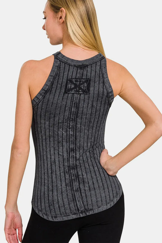 Another view: Ribbed Grecian Neck Tank