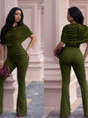 Women's ruched hooded flare-leg jumpsuit