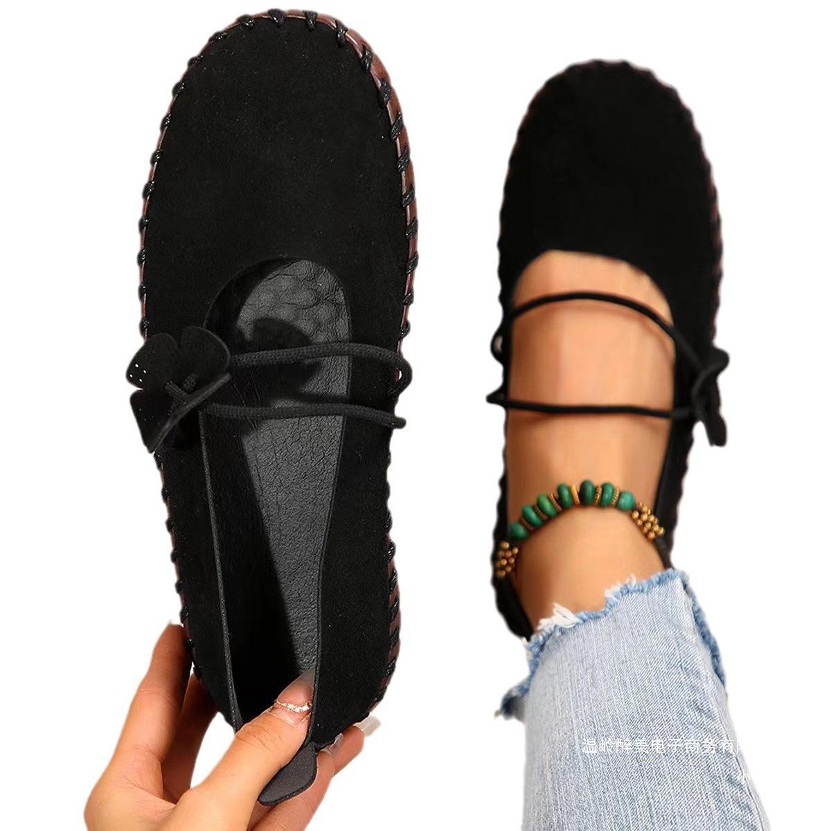 Women's Retro Breathable Round-Toe Flats - Lightweight Slip-On Shoes with Soft Soles