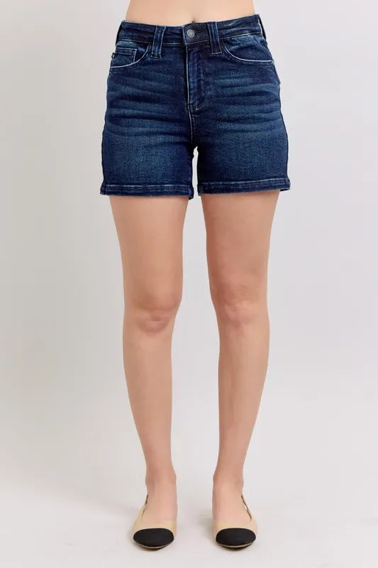Judy Blue Camden High-Rise Back Flap Pocket Denim Shorts — product view 1
