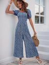 Noelle Printed Square Neck Puff Sleeve Jumpsuit — product view 34