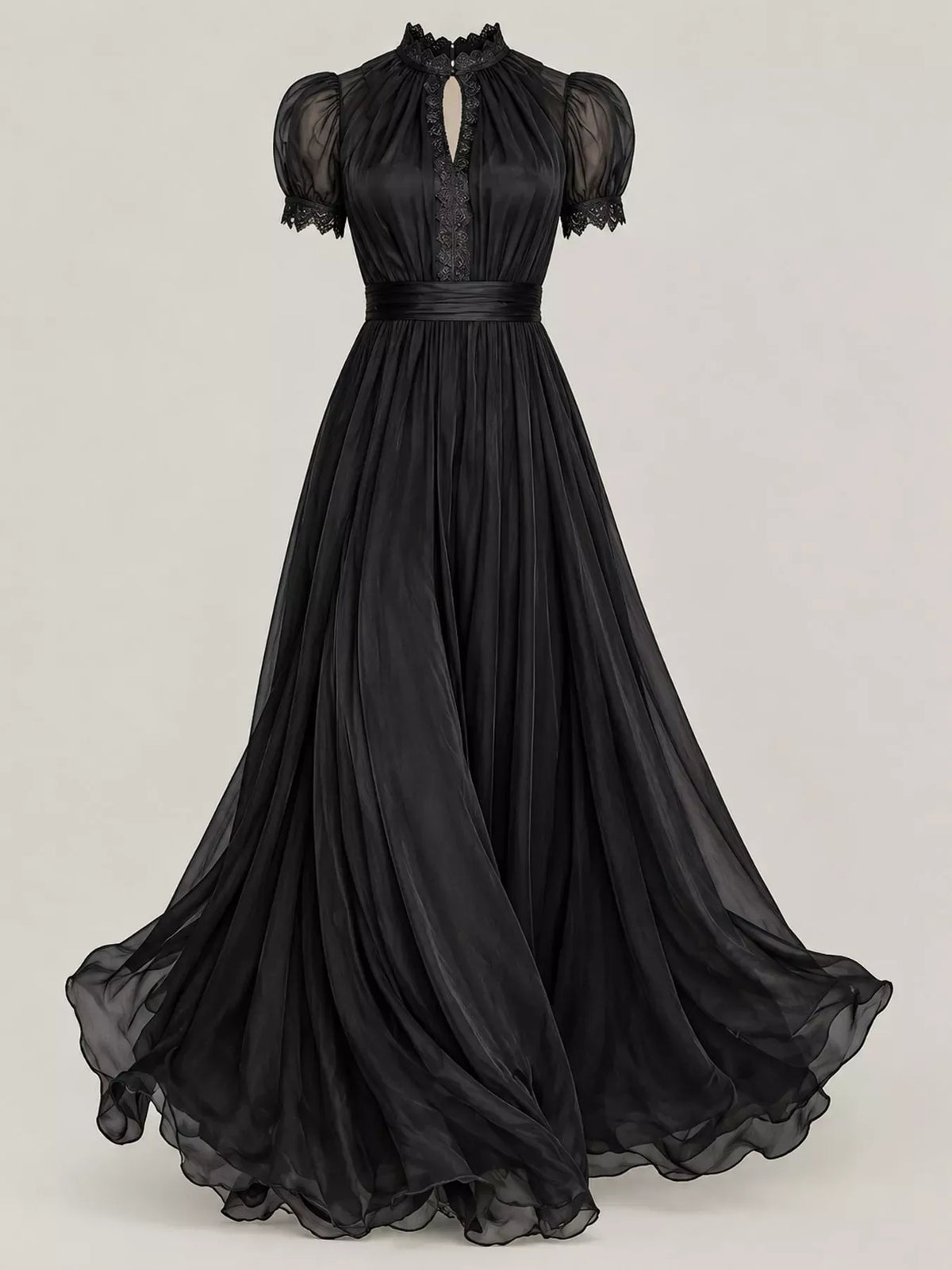 Mock-Neck Chiffon Keyhole Maxi Dress — photo 21