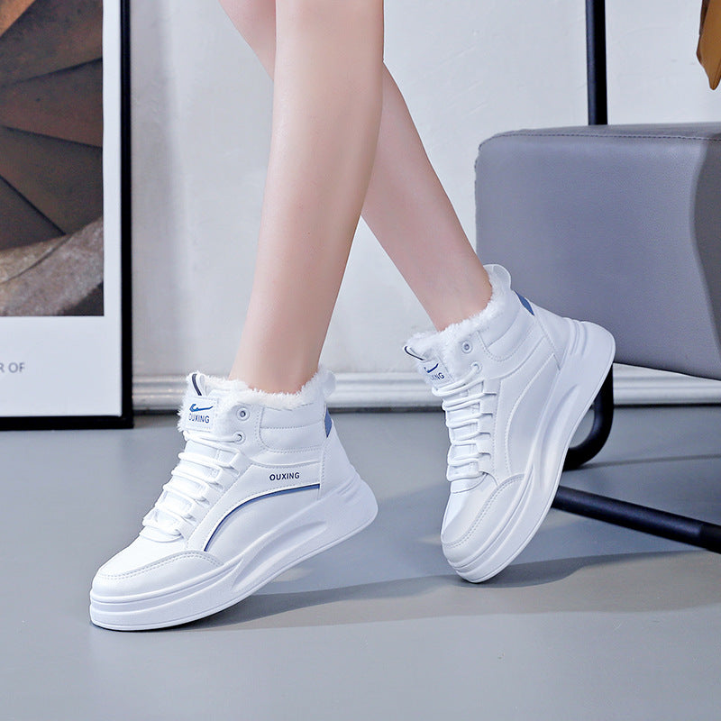 Women's Fleece-Lined High-Top Sneakers | Insulated Casual Winter Shoes