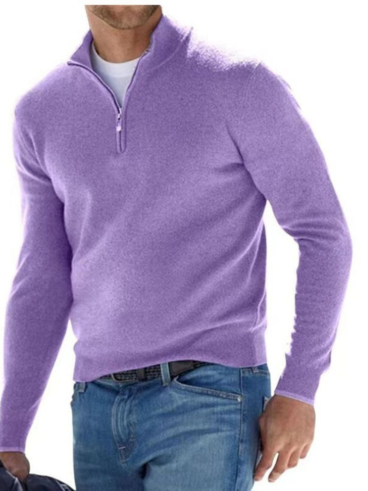 Men's Plus Size Quarter-Zip Sweater