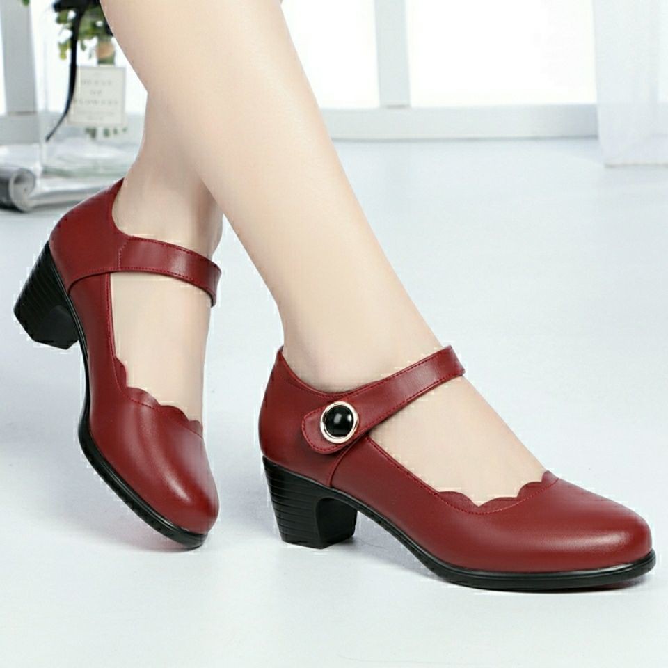 Chunky Heel Slip-On Shoes