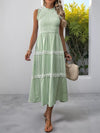 Thea Smocked Striped Lace Trim Sleeveless Midi Dress — product view 4