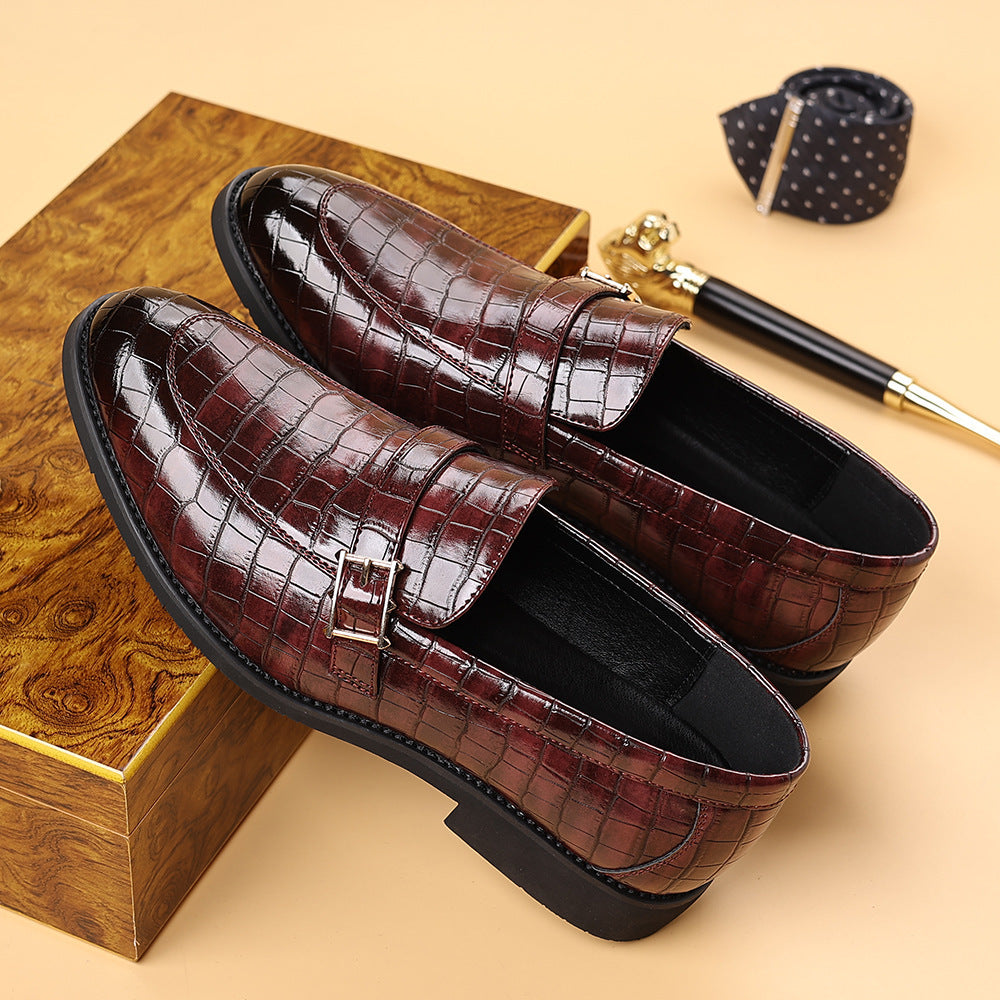 Men's Pointed Toe Leather Dress Shoes - Slip-On Business Casual Loafers
