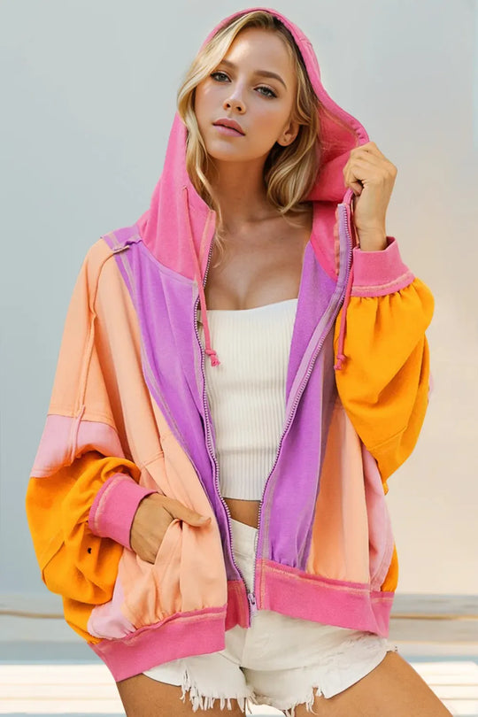 Another view: Color-Block Full-Zip Hoodie — Full Size