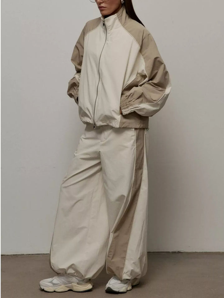 Color-Block Zip-Up Jacket & Pants Set