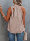 Spotted-print tie-neck halter cami top