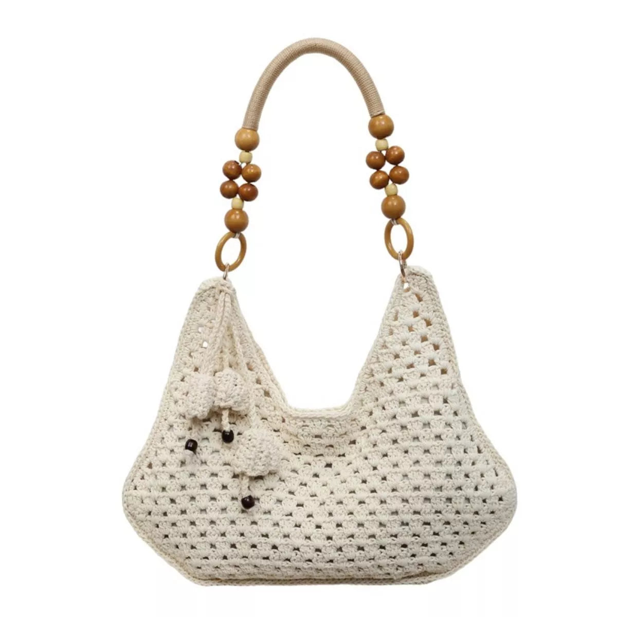 Off-White Crochet Beaded-Strap Shoulder Bag