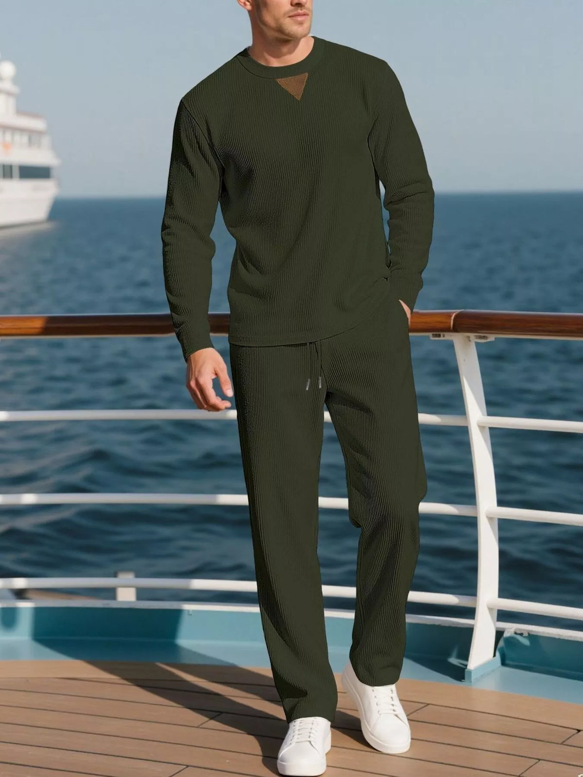 Men's Plus Size Crewneck Sweatshirt & Jogger Set