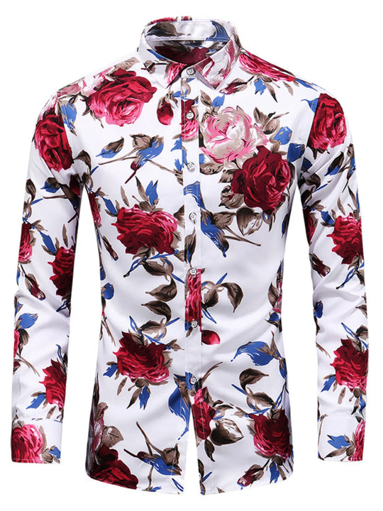 Another view: Men's Plus Size Floral Long-Sleeve Button-Down Shirt