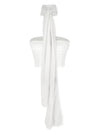 White ruched strapless top and chiffon scarf set