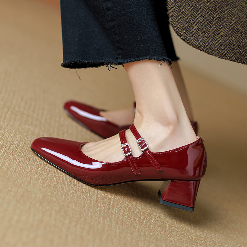 Women's Square Toe Chunky Heel Pumps - Elegant Low Heel Office Shoes