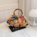 Bamboo Handle Tote Bag for Women - Shell Shape Shoulder Bag with Polyester Lining