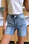 Judy Blue Blake High-Rise Raw-Hem Denim Shorts — product view 11