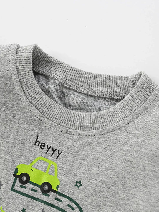 Another view: Kids' Car Graphic Cotton Sweatshirt — Gray