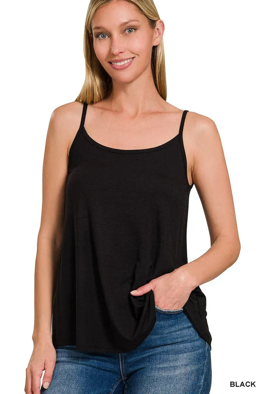Another view: Two-Way V and Scoop Neck Reversible Spaghetti Cami