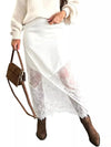 Women's asymmetrical lace-panel midi skirt