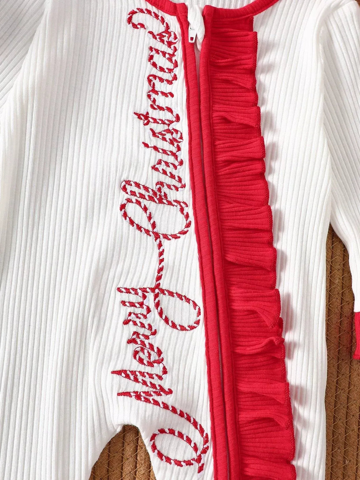 Baby Christmas Ruffle-Trim Ribbed Jumpsuit — photo 4