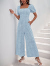 Noelle Printed Square Neck Puff Sleeve Jumpsuit — product view 25