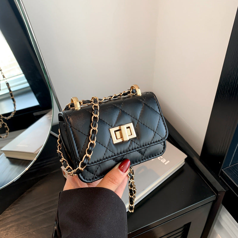 Fashionable Lock-Clasp Chain Crossbody Bag for Women - PU Leather All-Match Shoulder Bag