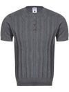 Maison Cable-Knit Short-Sleeve Henley — color or detail view 4