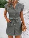 Liora Striped Notched Tie Waist Romper — product view 19