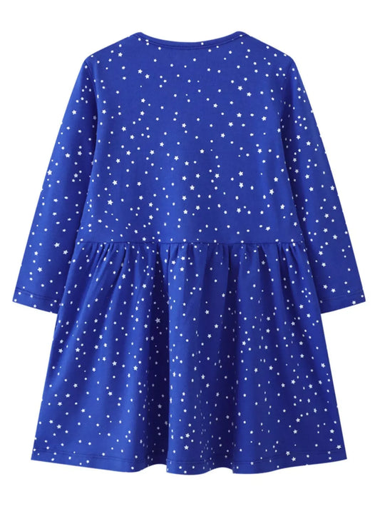 Another view: Girls’ Christmas Long-Sleeve Dress — Royal Blue