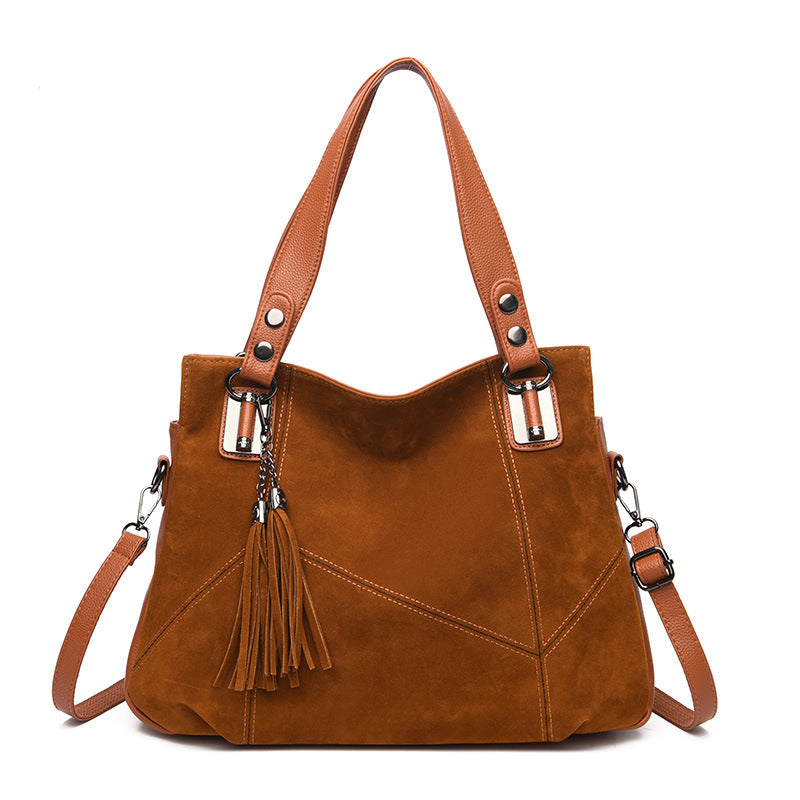 Women's Retro Tassel Suede Crossbody Bag | Vintage European Style Handbag with Multiple Pockets