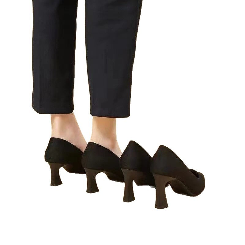 Women's Pointed-Toe Stiletto High Heel Pumps — PU Leather Slip-On Dress Shoes