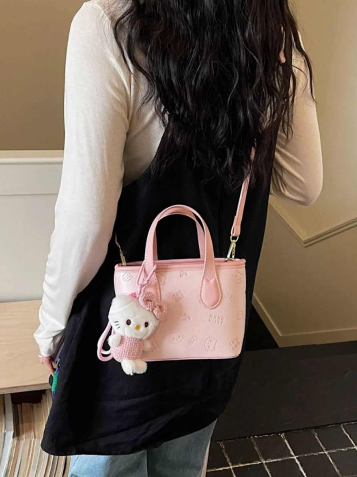 Pink Cat-Detail Mini Crossbody Bag