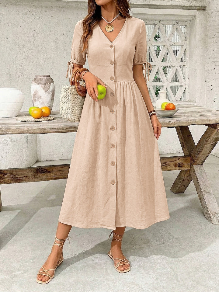 Maren Button-Down Short-Sleeve Midi Dress — product view 1