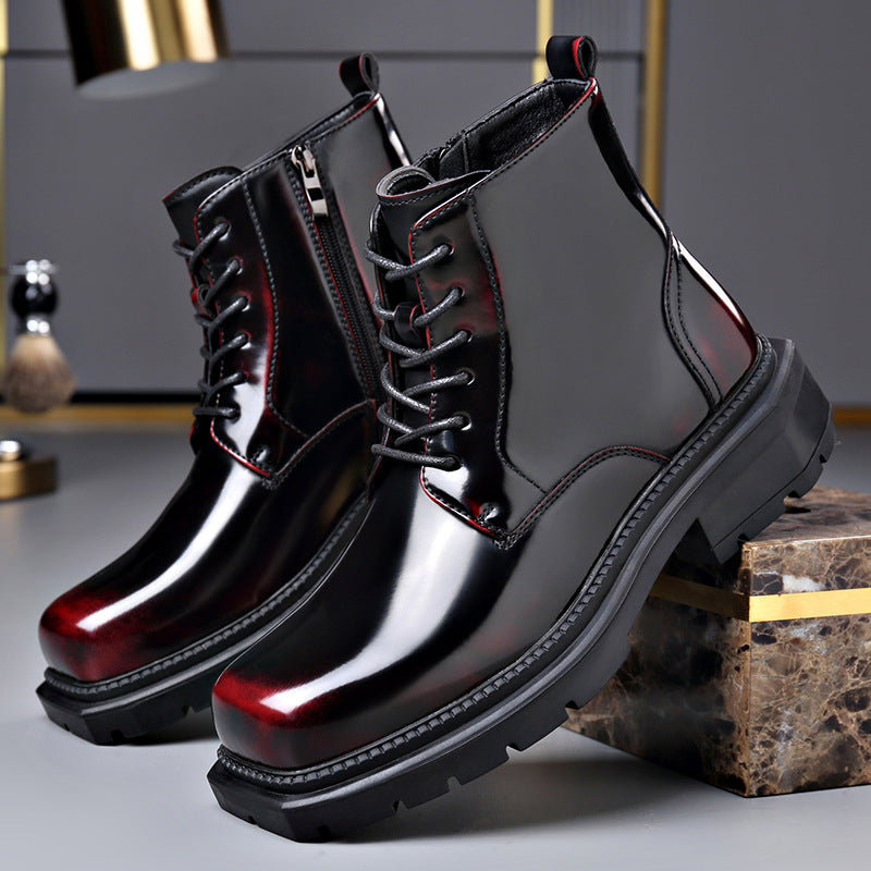 Women's Insulated Side Zipper Boots - Wedge Heel High Shaft Winter Boots with Rubber Sole