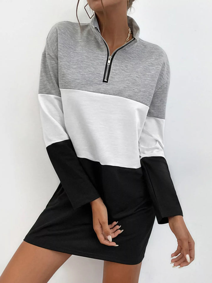 Isla Color Block Zip Front Dress — product view 1