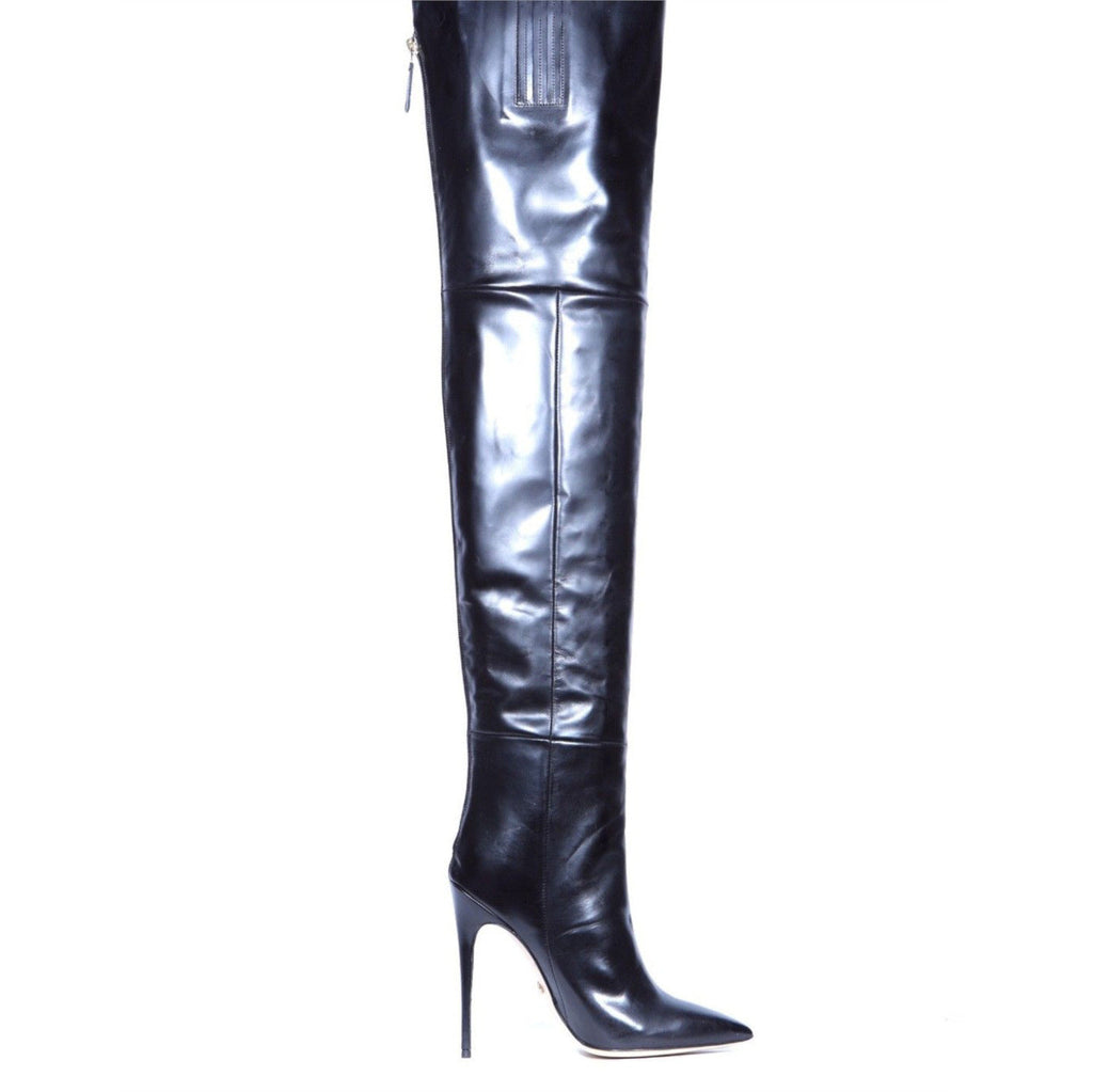Women's Pointed-Toe Over-the-Knee Stiletto Boots | Back-Zip Plus-Size High Heels